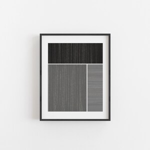 Geometric Block Print 1, Black and White Geometric Art, Stripe Rectangle, Abstract, Modern Minimal Art, Printable Wall Art, Digital Download image 1