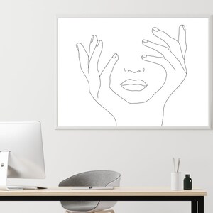 Impression d’art de visage de femme, art de ligne minimal de femme, dessin de ligne unique, art de ligne de visage féminin, illustration abstraite de ligne continue, art de fille