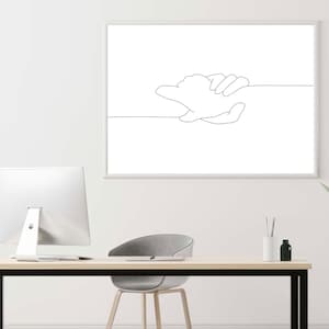 Hands Art Print | Heart Hands Print, Lovers Hand Drawing, Line Art Printable, Hand Poster, Romantic Art For Bedroom, Minimalist Couple Art,