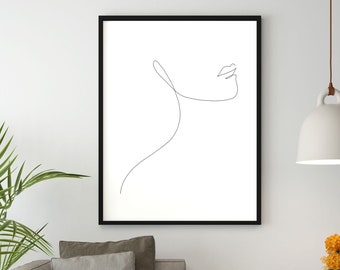 Impressions d’art de visage de femme | Female Face Line Art, Wall Art Print, Minimalist line art Print, Woman Face Sketch Drawing, Abstract Single Line
