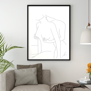 LGBTQ One Line Art by WithOneLine | Eros No. 1 | Lesbian, Bisexual Pride Romantic Couple Kissing, Minimalist Booby Feminism Art