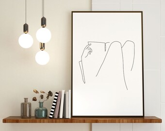 Reading Book Line Art |Woman And Book Print, Bookish wall Art, Woman Back Line Drawing, Book Lover Poster, Female Hand Holding Book Wall Art