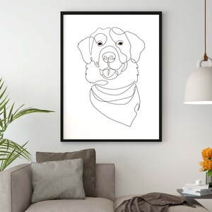 Dibujo de línea de retrato de mascota, arte de línea de perro, retrato de perro, impresión de ilustración de arte lineal, boceto de mascotas de la foto, ARCHIVO DIGITAL, arte de retrato de mascota