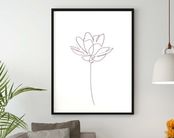 Flower plant Line Art, Birth Flowers Line Art Print, Mother's Day Gift, Modern Minimalist wall plant, Downloadable Wall Art, Printable decor