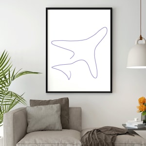 Airplane Wall Art - Line Drawing Print, Home Decor, Plane Wall Decor, Plane Decor, line art, Airplane Sign, Wall Hanging, One Line Art