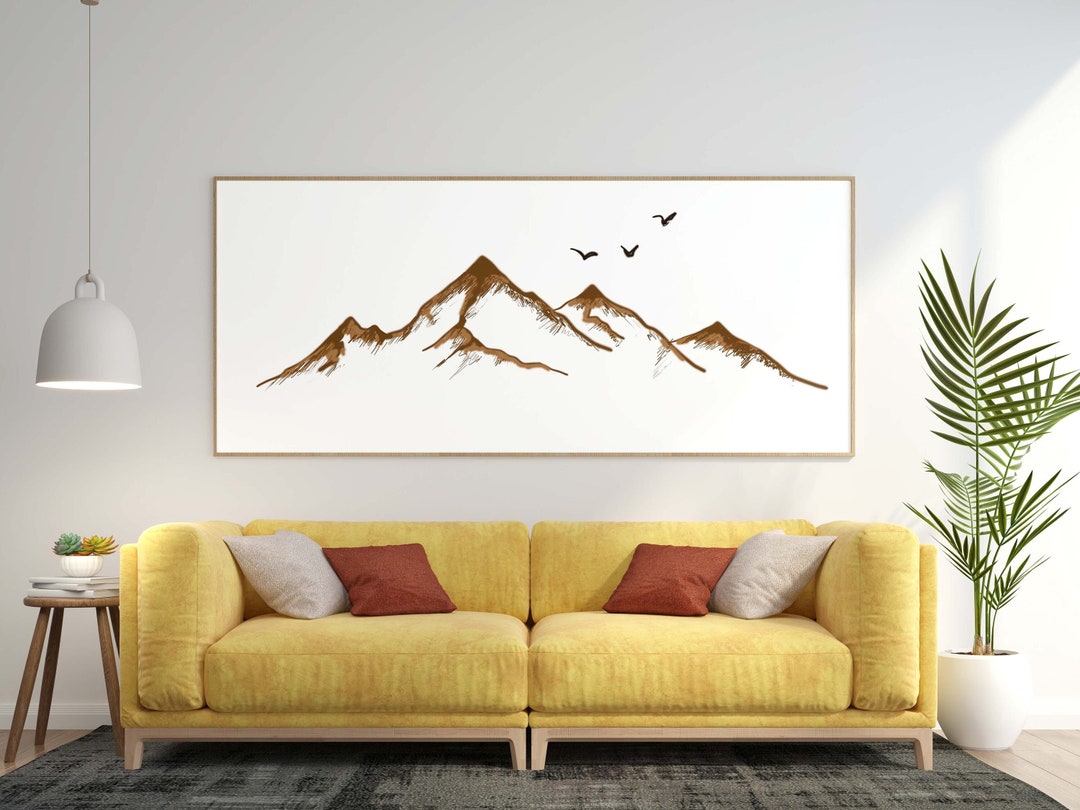 Minimalist Mountain Line Art Print, Nature Line Art Drawing, Line ...