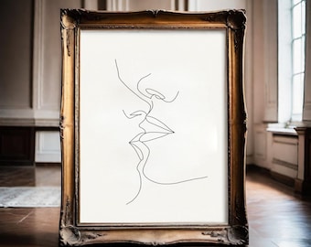 Intimate Line Art | Intimate Art, Couple Kissing Line Art, Intimate line Art, Kissing Line drawing, Kissing Poster, Intimate line drawing