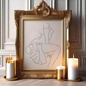 Impresión de pareja, dibujo de contorno, arte de amor romántico, regalo de aniversario para novia, impresión de hombre y mujer, decoración de pared de dormitorio