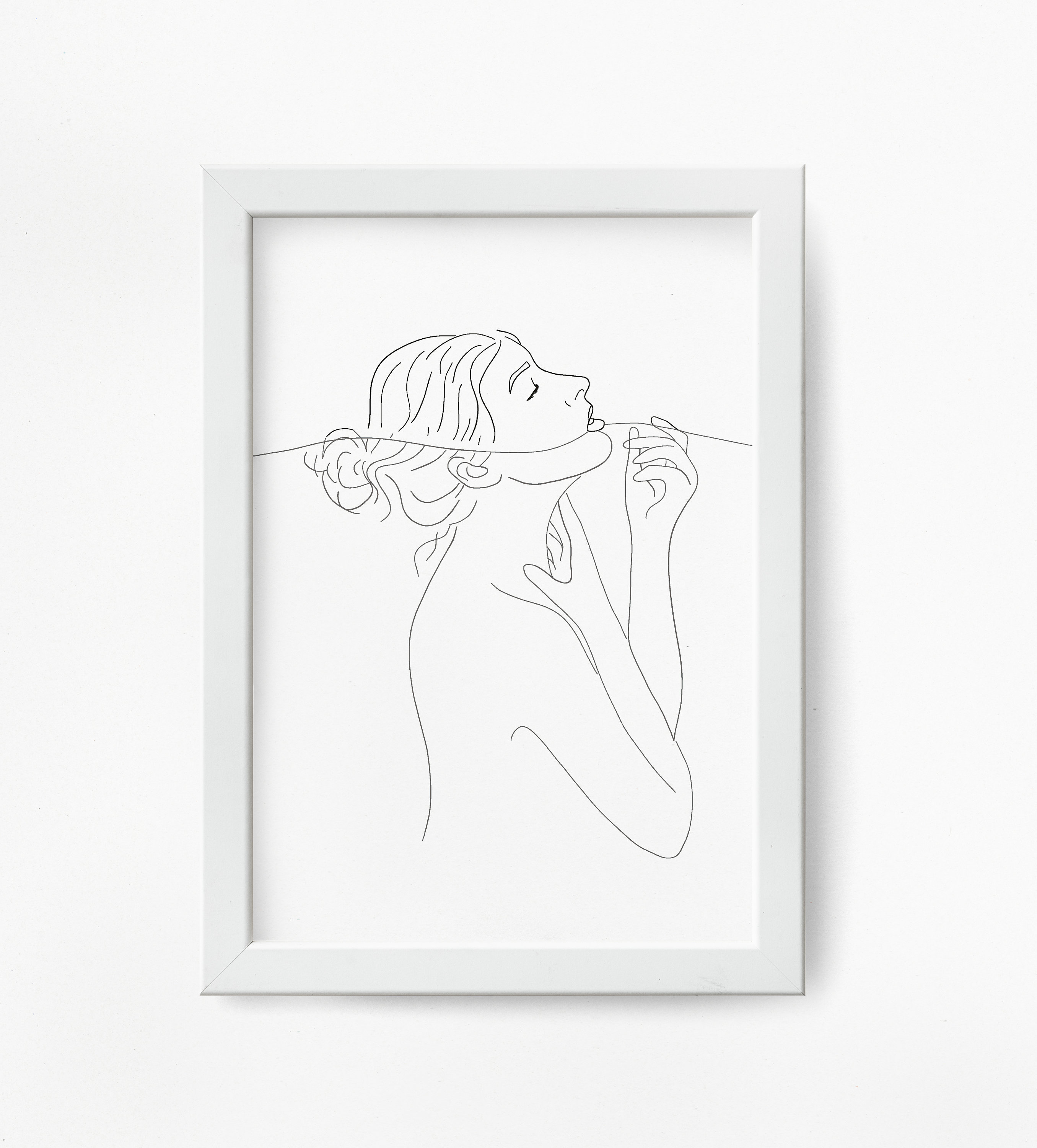 Nude Woman Underwater |Minimalist wall art of Swimming, Female figure art, Female Swimmer Line Drawing, Modern Minimalist, Female Figure art