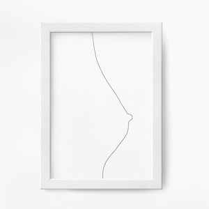 Minimalist Breast Art , Woman Body Line Art,  Boob Art Modern Print, Nipple Sketch Printable, Body positive Line Drawing Poster,Feminist Art