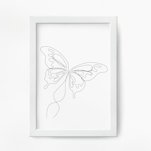 Abstract Butterfly Wall Art | Minimalist Line Drawing, Butterfly Art, Inspirational Wall Art, Modern Print, Butterfly Drawing, Boho Wall Art