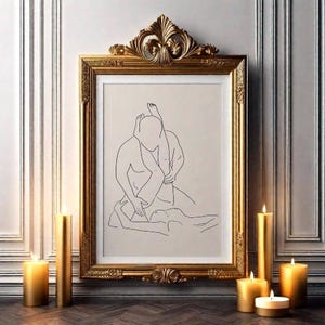 Benutzerdefiniertes abstraktes ONE line Art Paar Plakat, Umrisszeichnung, romantische Liebeskunst, Hand halten Illustration, Geburtstagsgeschenk für Freundin