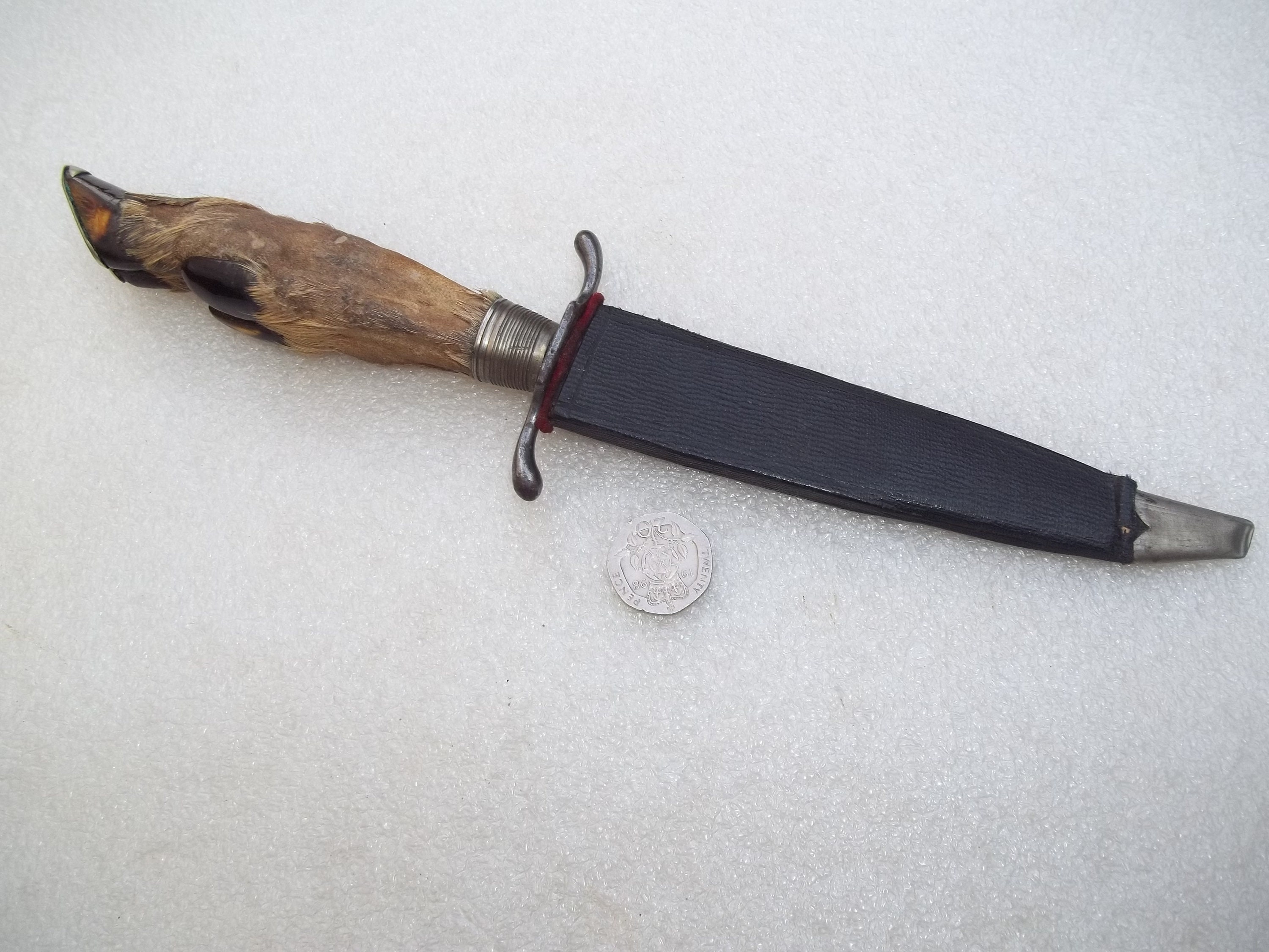 〇 【Hubertus ナイフ 革ケース付 ドイツ製 黒】 中古品 激安1円