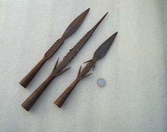 Antique 19th Century African Spear Heads x 3