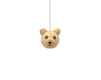 Wooden Teddy Bear Bead Light Pull with Cord & Connector