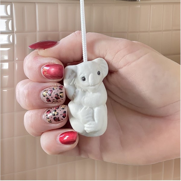 White/Ivory Ceramic Koala Light Pull with Cord & Connector