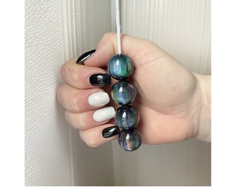 High Gloss Gemstone Style Bead Light Pull with Cord & Connector - Aqua