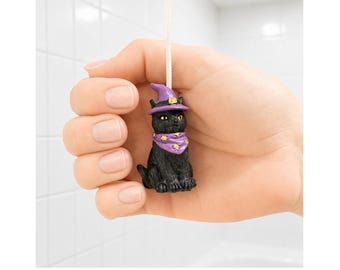 Lámpara de mano con forma de gato negro de brujas, con cordón y conector.
