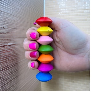Wooden Rainbow Disc Bead Light Pull with Cord & Connector