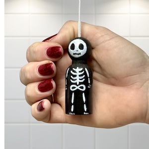 Hand Painted Wooden Skeleton Light Pull with Cord & Connector