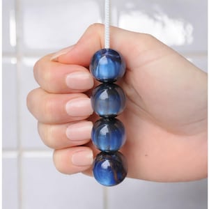 Glossy Midnight Blue Resin Gemstone Bead Light Pull with Cord & Connector