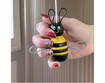 Tirette lumineuse bourdon en bois faite main avec cordon et connecteur