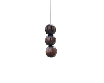 Dark Wooden Bead Light Pull with Cord & Connector