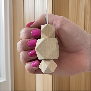 40mm Natural Wood Hexagon Bead Stack Light Pull with Cord & Connector