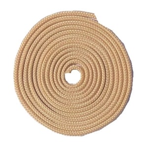 May include: A coiled, beige-coloured rope, viewed from above, against a white background. The rope is tightly wound in concentric circles, creating a spiral pattern. The texture of the rope appears to be braided or woven.