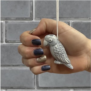 Ceramic Blue/Grey Parrot Light Pull with Cord & Connector