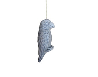 Blue / Grey Ceramic Parrot Light Pull with Cord & Connector