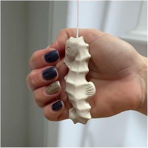 Ivory White Ceramic Seahorse Light Pull with Cord & Connector
