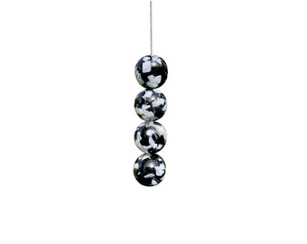 High Gloss Gemstone Style Bead Light Pull with Cord & Connector - Black and White