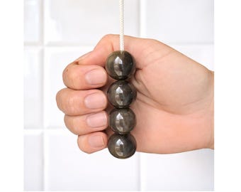 High Gloss Gemstone Style Bead Light Pull mit Kordel & Stecker - Grau/Braun