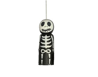 Hand Painted Wooden Skeleton Light Pull with Cord & Connector