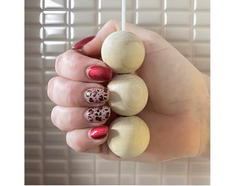 3 poignées lumineuses en bois naturel de 30 cm avec cordon et connecteur