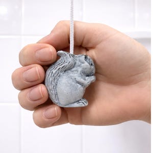 Blue / Grey Ceramic Squirrel Light Pull with Cord & Connector