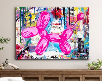 CANVAS ART Banksy Pink Balloon Dog Modern Painting - Etsy