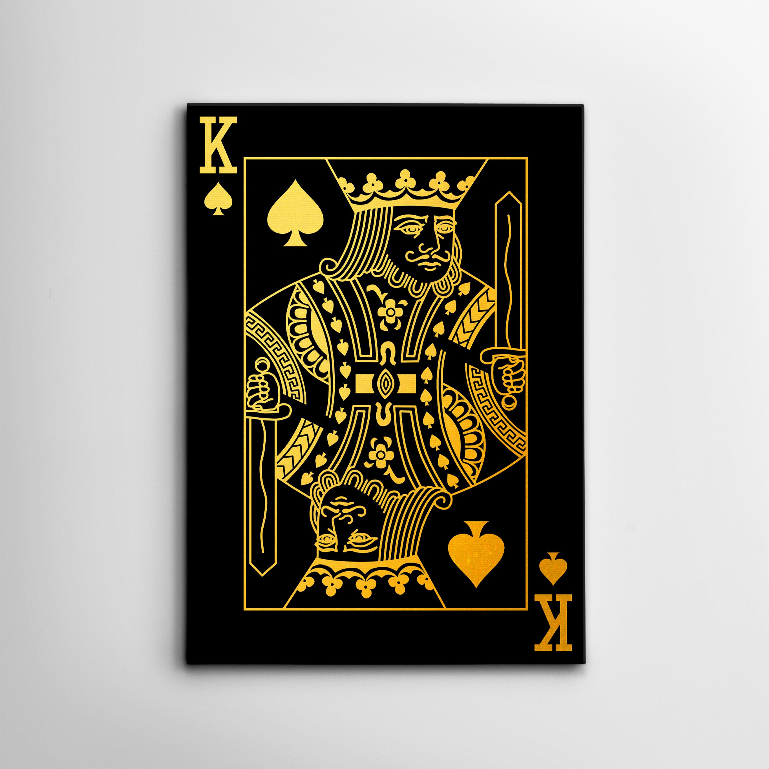 CANVAS ART King Playing Cards Black & Gold Spades Lifestyle Etsy