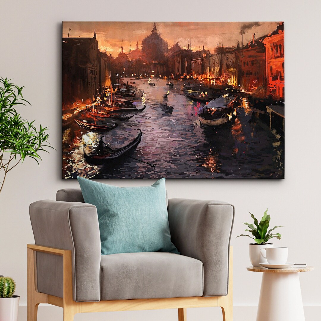 CANVAS ART Venice Italy Gondola Lagoon Modern Etsy