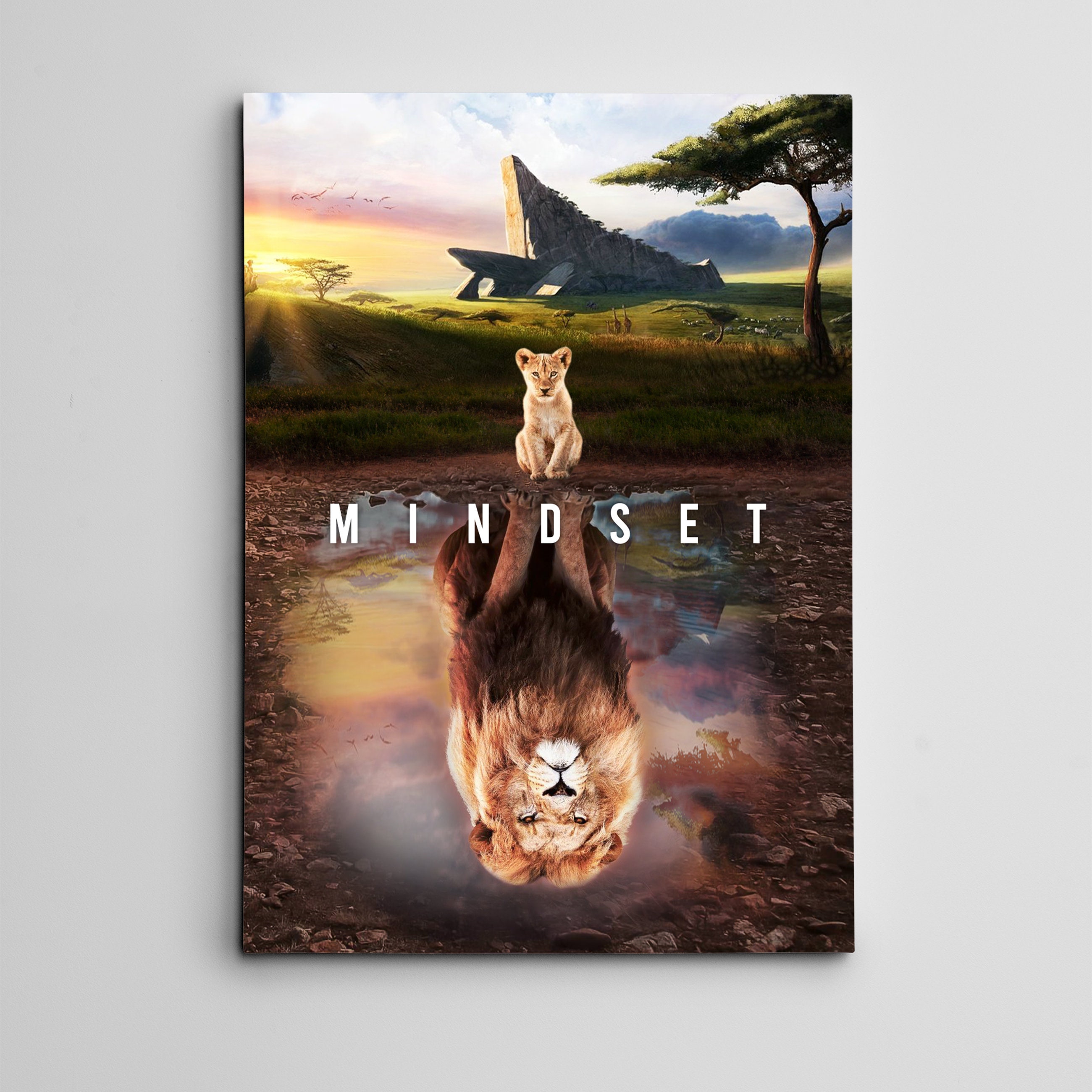 CANVAS ART Lion & Cub Mindset Reflection Etsy