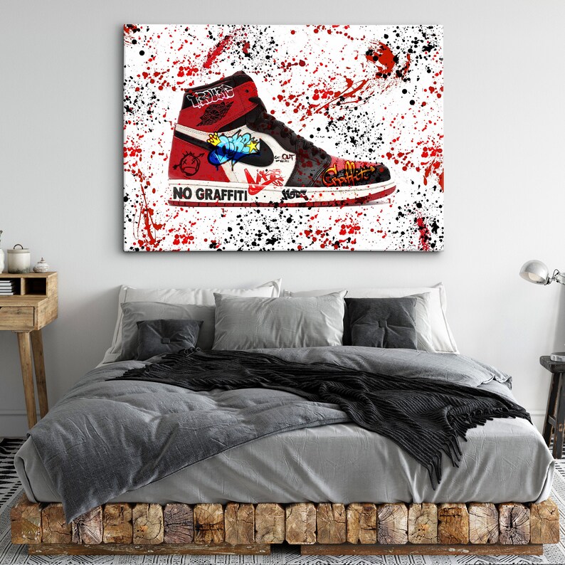 CANVAS ART Nike Jordan 1 Shoe Hype Sneaker Graffiti Modern Etsy