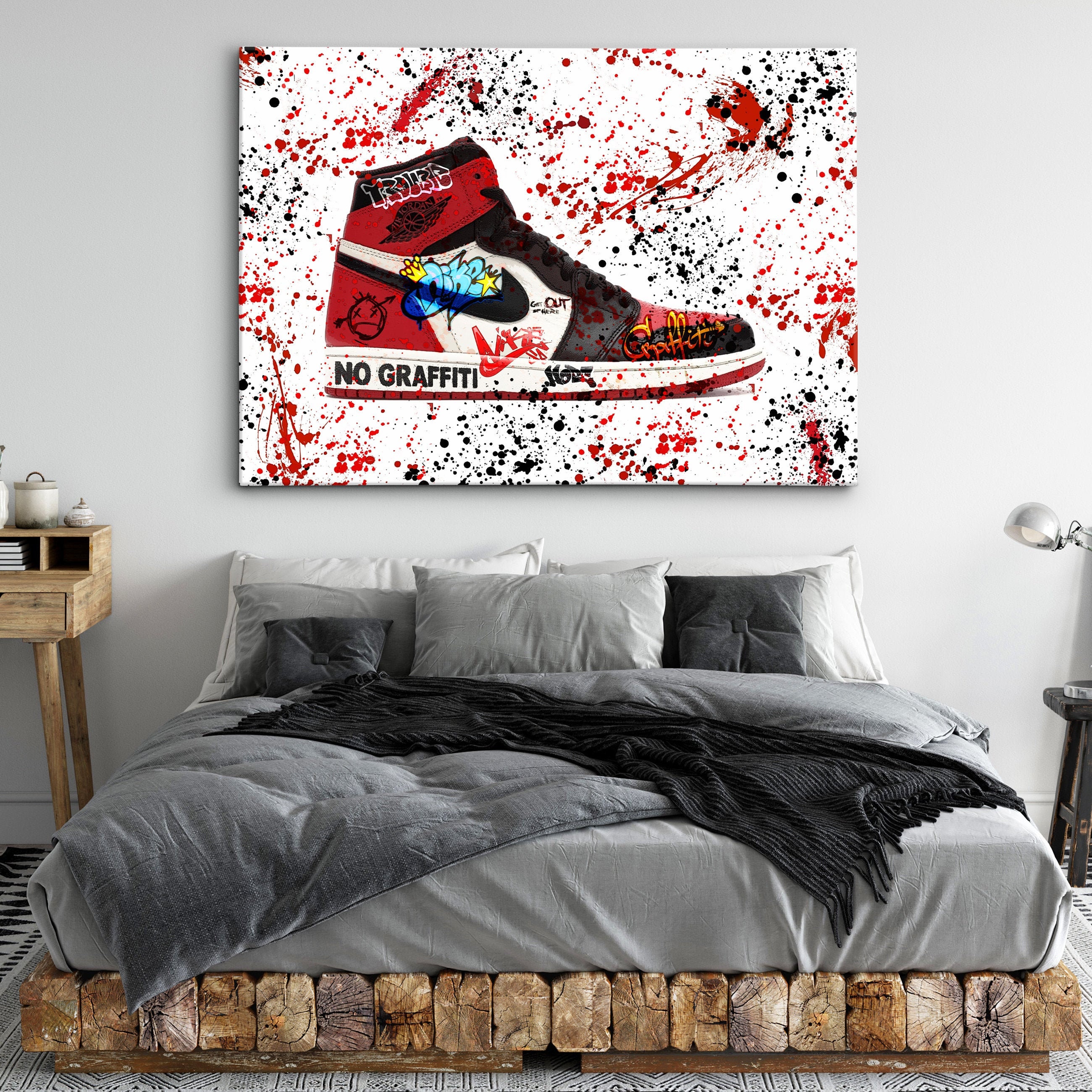 CANVAS ART Nike Jordan 1 Shoe Hype Sneaker Graffiti Modern Etsy
