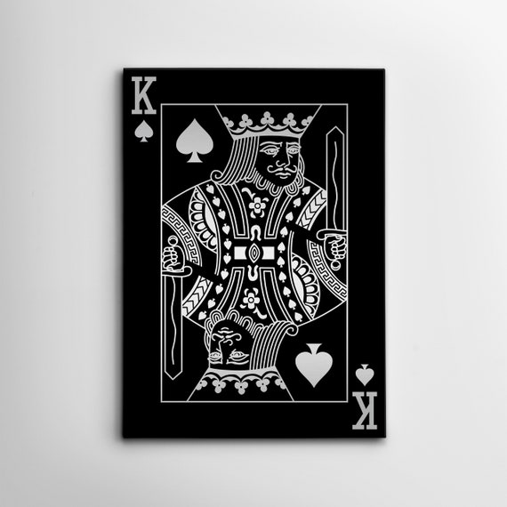 CANVAS ART King Playing Cards Black & Silver Spades Wall | Etsy