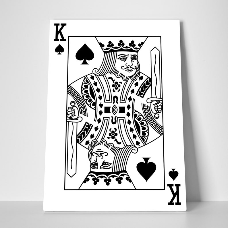 CANVAS ART King Playing Cards White & Black Spades Lifestyle - Etsy