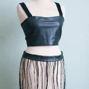 Leather Laced Crop Top  | Soft Bustier Corset | Handmade Halter | labradorite, fashion, festivals, festival gear, burning man | Belly