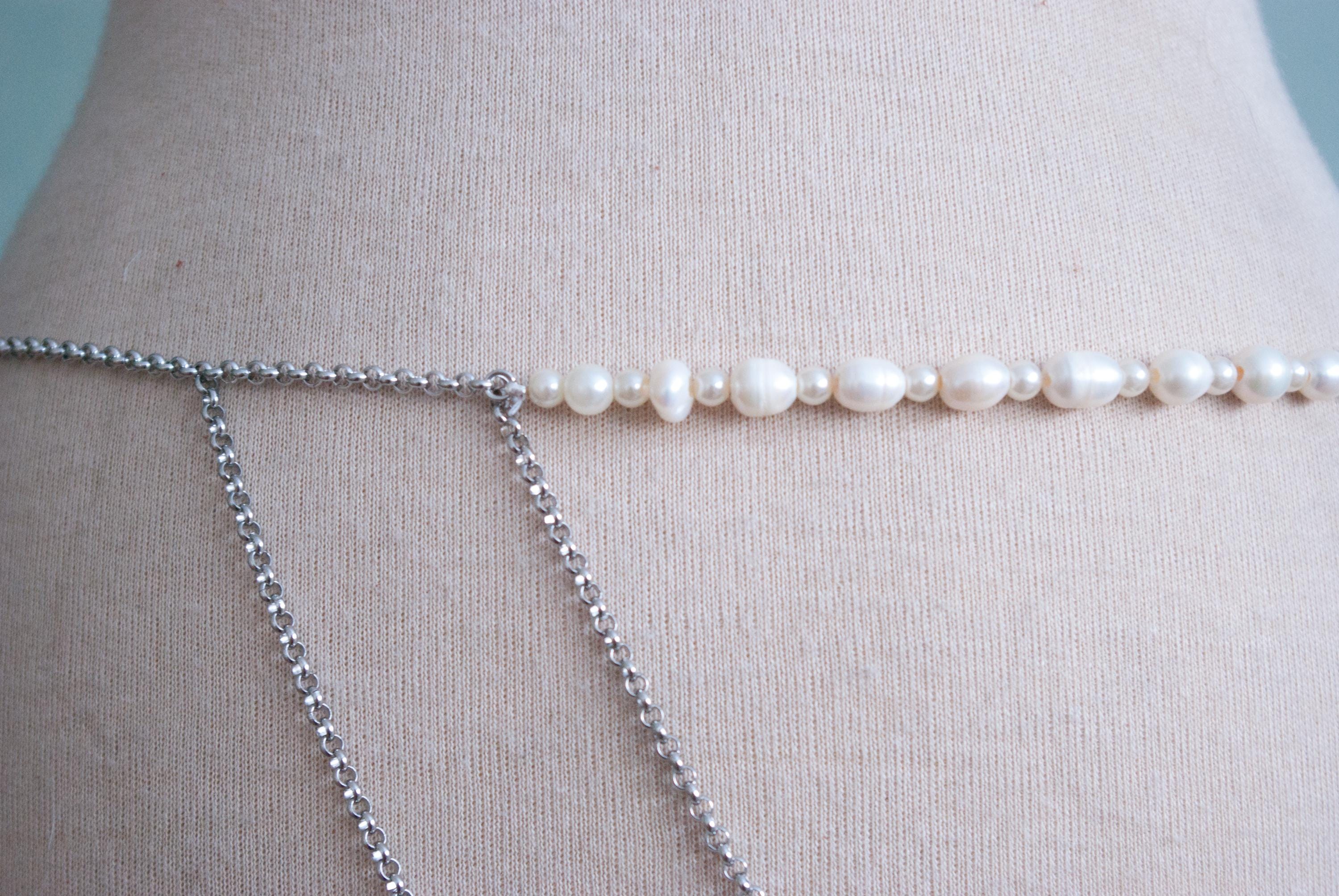 Skirt Belt With Pearls | Fantasy Body Chain | Silver and 