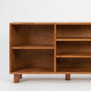 Massief houten boekenkast, platenplank, smalle bank | FURO