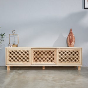Japandi tv stand, handmade from solid pinewood | DIPI