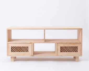 Triangle tv stand design, handmade from solid pinewood | TRIANGEL